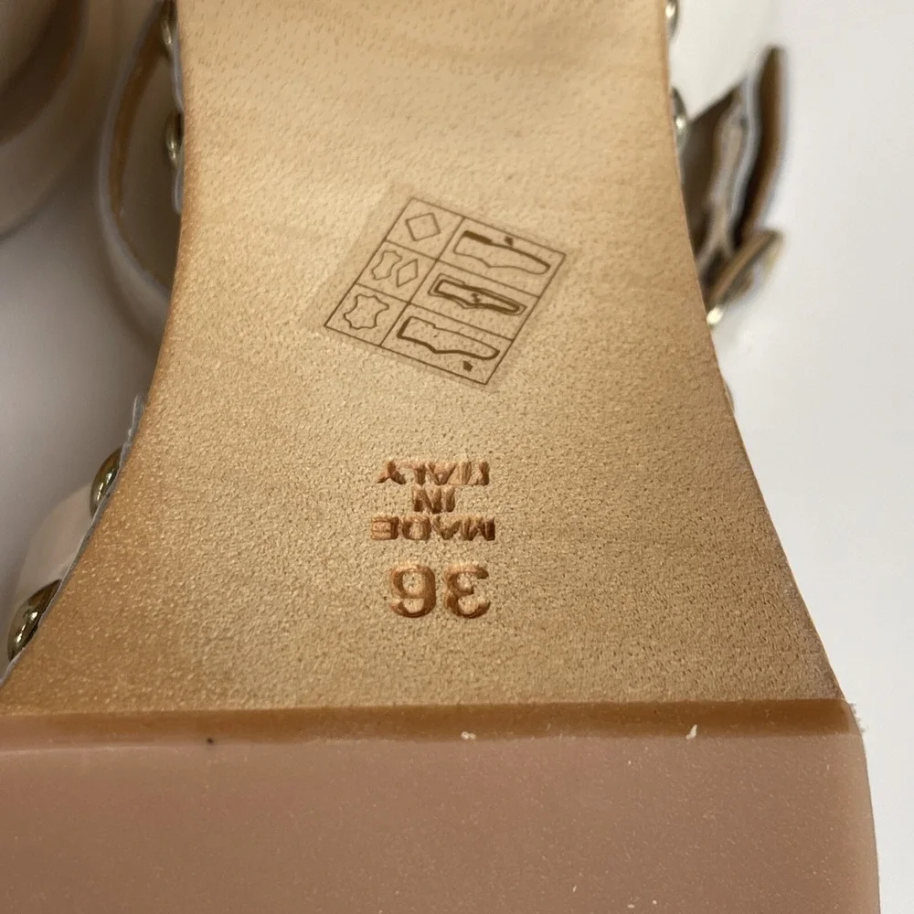 Free People Mallory Sandal Clog Croc Leather Wood Platform White  Sz 36 6